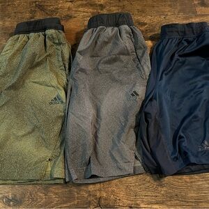 Lot of three Adidas athletic shorts. Mens small.